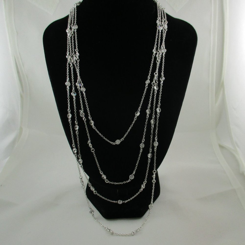 Sterling Silver Four Strand Absolute (Simulated D… - image 3